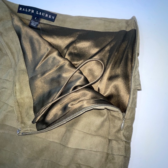 Ralph Lauren Black Label Brown Goat Suede Layered Skirt Size 4 - Picture 4 of 5